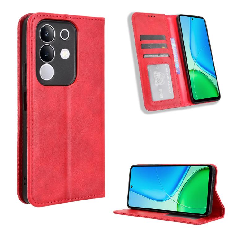 Magnetic Buckle Retro Texture Leather Phone Case, For vivo Y39 5G / Y300i, For vivo Y29 4G / T4x 5G, For vivo Y04 4G / Y29s 5G, For vivo V50 5G, For vivo Y19s 4G, For vivo X200 5G