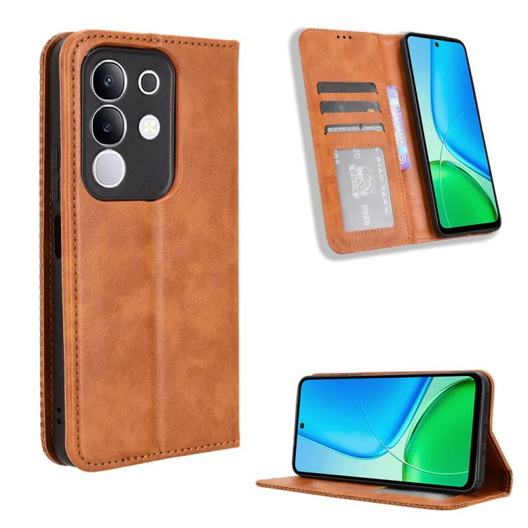 Magnetic Buckle Retro Texture Leather Phone Case, For vivo Y39 5G / Y300i, For vivo Y29 4G / T4x 5G, For vivo Y04 4G / Y29s 5G, For vivo V50 5G, For vivo Y19s 4G, For vivo X200 5G