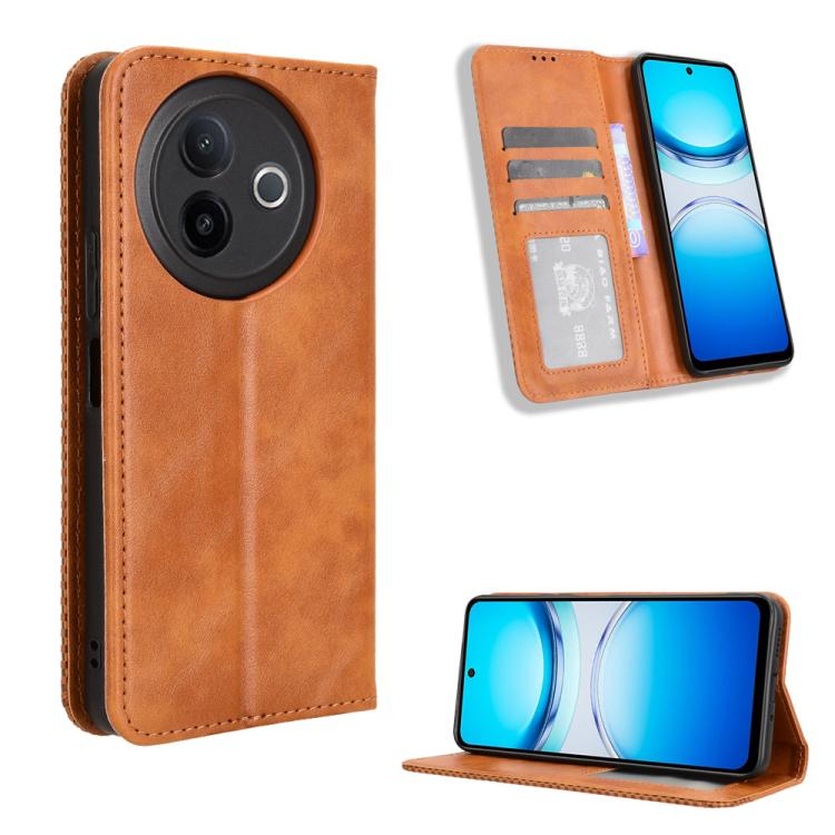 Magnetic Buckle Retro Texture Leather Phone Case, For vivo Y39 5G / Y300i, For vivo Y29 4G / T4x 5G, For vivo Y04 4G / Y29s 5G, For vivo V50 5G, For vivo Y19s 4G, For vivo X200 5G