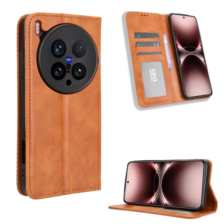 Magnetic Buckle Retro Texture Leather Phone Case, For vivo V60 5G, For vivo X200 FE / S30 Pro mini, For vivo X200s 5G, For vivo T4 5G / iQOO Z10 5G Global, For vivo X200 Ultra 5G, For vivo V50 Lite 5G / 4G