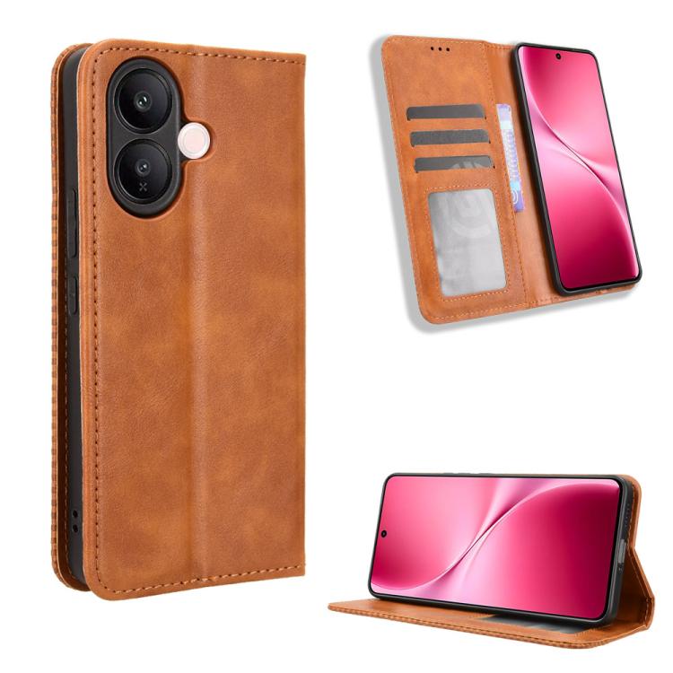Magnetic Buckle Retro Texture Leather Phone Case, For vivo iQOO 15 5G, For vivo X300 Pro, For vivo X300, For vivo V60 Lite 4G / 5G, For vivo Y31 5G 2025, For vivo Y400 4G / 5G / iQOO Z10 Lite 4G