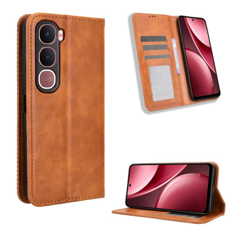 Magnetic Buckle Retro Texture Leather Phone Case, For vivo iQOO 15 5G, For vivo X300 Pro, For vivo X300, For vivo V60 Lite 4G / 5G, For vivo Y31 5G 2025, For vivo Y400 4G / 5G / iQOO Z10 Lite 4G