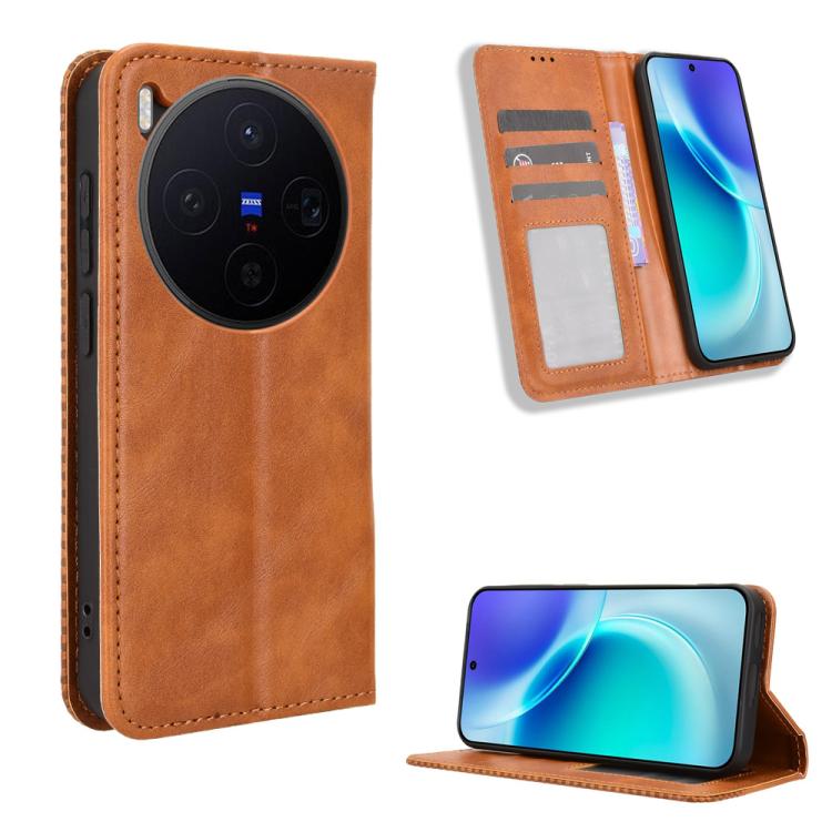 Magnetic Buckle Retro Texture Leather Phone Case, For vivo iQOO 15 5G, For vivo X300 Pro, For vivo X300, For vivo V60 Lite 4G / 5G, For vivo Y31 5G 2025, For vivo Y400 4G / 5G / iQOO Z10 Lite 4G