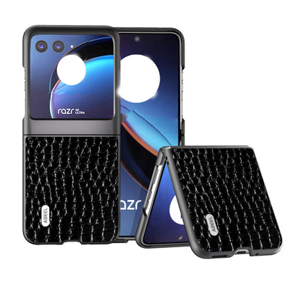 ABEEL Genuine Leather Crocodile Pattern Black Edge Phone Case, For Motorola Razr 60 Ultra, For Motorola Razr 50 Ultra, For Motorola Razr 50, For Motorola Razr 40 Ultra Mobile Accessories - APEXEL INDIA - Mobile Lens - Mobile Camera Lens - Cellphone Accessories - Phone Lens - Smartphone Lens
