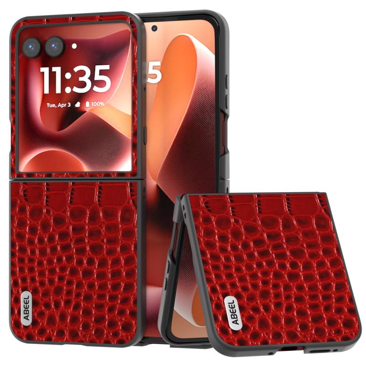 ABEEL Genuine Leather Crocodile Pattern Black Edge Phone Case, For Motorola Razr 60 Ultra, For Motorola Razr 50 Ultra, For Motorola Razr 50, For Motorola Razr 40 Ultra Mobile Accessories - APEXEL INDIA - Mobile Lens - Mobile Camera Lens - Cellphone Accessories - Phone Lens - Smartphone Lens