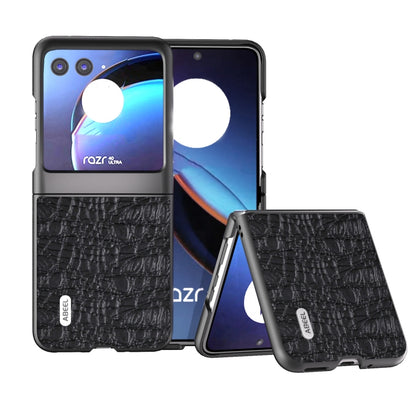 ABEEL Genuine Leather Canopy Black Edge Phone Case, For Motorola Razr 40 Ultra engabe3732 Mobile Accessories - APEXEL INDIA - Mobile Lens - Mobile Camera Lens - Cellphone Accessories - Phone Lens - Smartphone Lens