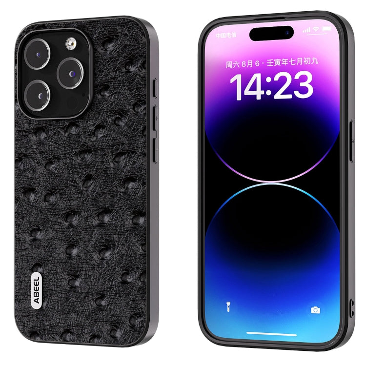 ABEEL Genuine Leather Ostrich Texture Phone Case, For iPhone 16 Pro Max, For iPhone 16 Pro, For iPhone 16 Plus, For iPhone 16, For iPhone 15 Pro Max, For iPhone 15 Pro Apple Accessories - APEXEL INDIA - Mobile Lens - Mobile Camera Lens - Cellphone Accessories - Phone Lens - Smartphone Lens