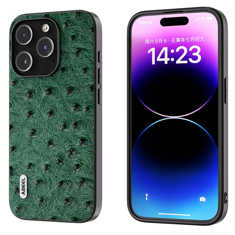 ABEEL Genuine Leather Ostrich Texture Phone Case, For iPhone 15 Plus, For iPhone 15, For iPhone 14 Plus, For iPhone 14, For iPhone 14 Pro, For iPhone 14 Pro Max Apple Accessories - APEXEL INDIA - Mobile Lens - Mobile Camera Lens - Cellphone Accessories - Phone Lens - Smartphone Lens