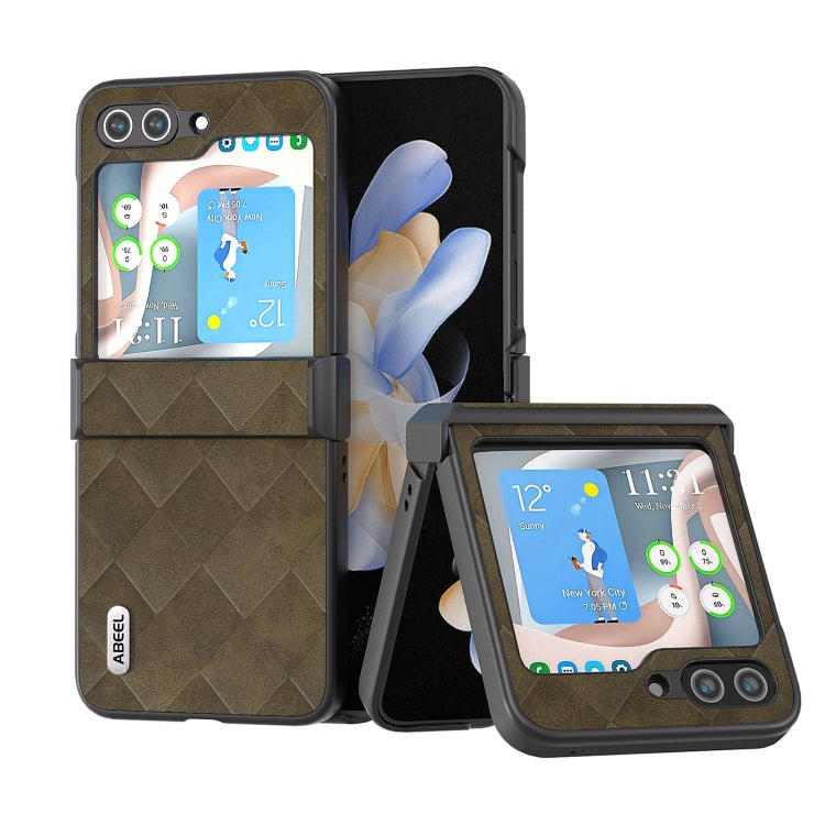 ABEEL Weave Plaid PU Phone Case, For Samsung Galaxy Z Flip5 engabe3744 Samsung Accessories - APEXEL INDIA - Mobile Lens - Mobile Camera Lens - Cellphone Accessories - Phone Lens - Smartphone Lens