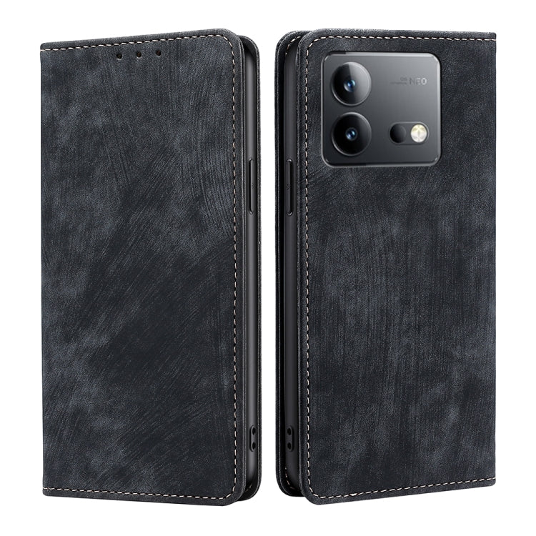 RFID Anti-theft Brush Magnetic Leather Phone Case, For vivo V29e 5G, For vivo Y35+ 5G, For vivo S17 5G / S17 Pro 5G, For vivo iQOO Neo 8 / 8 Pro 5G
