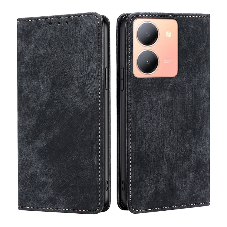 RFID Anti-theft Brush Magnetic Leather Phone Case, For vivo Y78 5G, For vivo Y27 4G