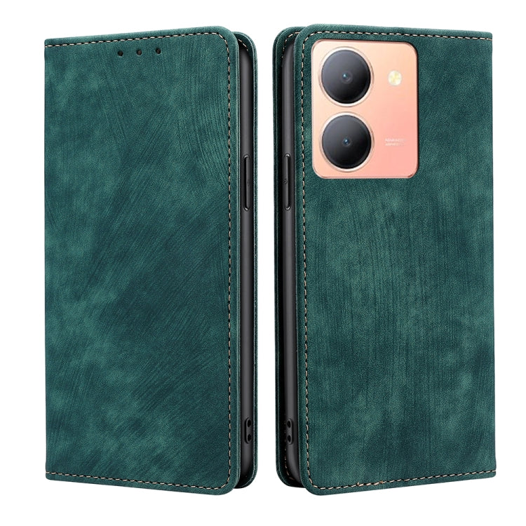 RFID Anti-theft Brush Magnetic Leather Phone Case, For vivo Y78 5G, For vivo Y27 4G