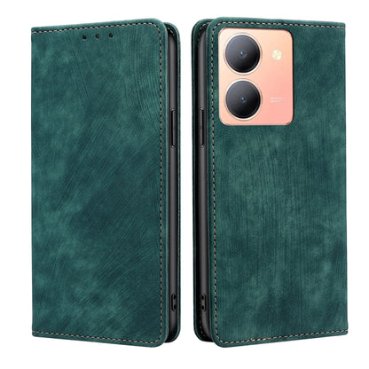 RFID Anti-theft Brush Magnetic Leather Phone Case, For vivo Y78 5G, For vivo Y27 4G