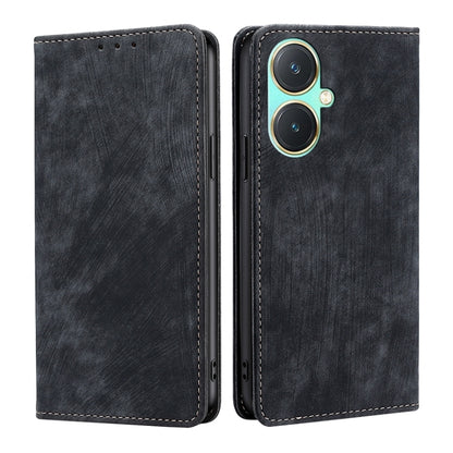 RFID Anti-theft Brush Magnetic Leather Phone Case, For vivo Y78 5G, For vivo Y27 4G