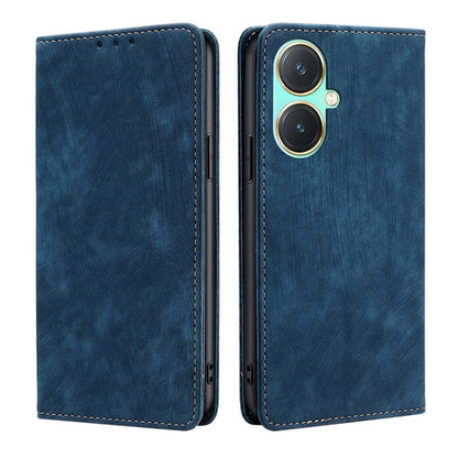 RFID Anti-theft Brush Magnetic Leather Phone Case, For vivo Y78 5G, For vivo Y27 4G