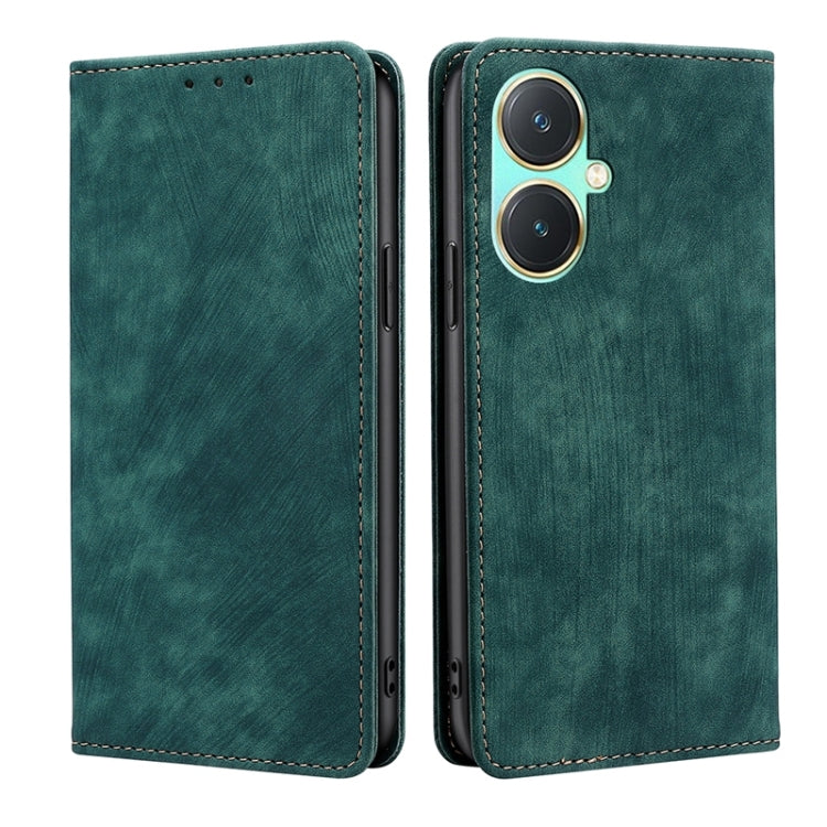 RFID Anti-theft Brush Magnetic Leather Phone Case, For vivo Y78 5G, For vivo Y27 4G