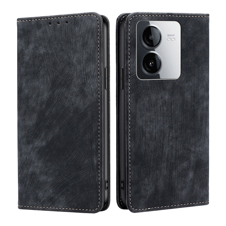 RFID Anti-theft Brush Magnetic Leather Phone Case, For vivo iQOO Z9 Turbo, For vivo Y03 4G, For vivo Y100 5G IDN, For vivo Y78T 5G / iQOO Z8x 5G