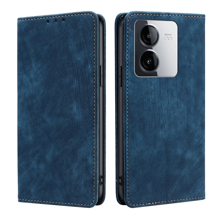 RFID Anti-theft Brush Magnetic Leather Phone Case, For vivo iQOO Z9 Turbo, For vivo Y03 4G, For vivo Y100 5G IDN, For vivo Y78T 5G / iQOO Z8x 5G