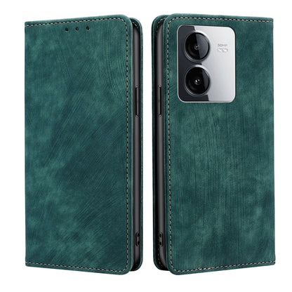 RFID Anti-theft Brush Magnetic Leather Phone Case, For vivo iQOO Z9 Turbo, For vivo Y03 4G, For vivo Y100 5G IDN, For vivo Y78T 5G / iQOO Z8x 5G