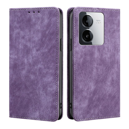 RFID Anti-theft Brush Magnetic Leather Phone Case, For vivo iQOO Z9 Turbo, For vivo Y03 4G, For vivo Y100 5G IDN, For vivo Y78T 5G / iQOO Z8x 5G