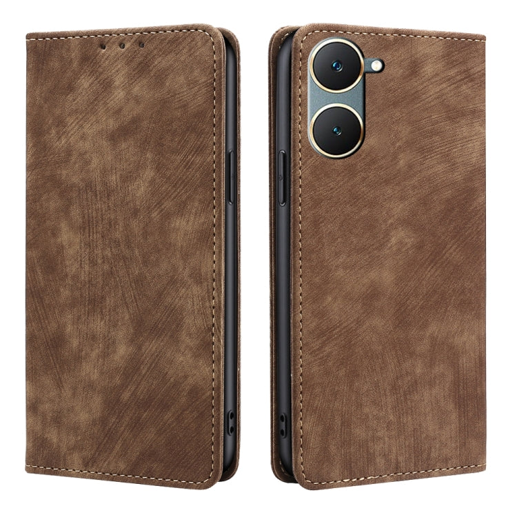 RFID Anti-theft Brush Magnetic Leather Phone Case, For vivo iQOO Z9 Turbo, For vivo Y03 4G, For vivo Y100 5G IDN, For vivo Y78T 5G / iQOO Z8x 5G