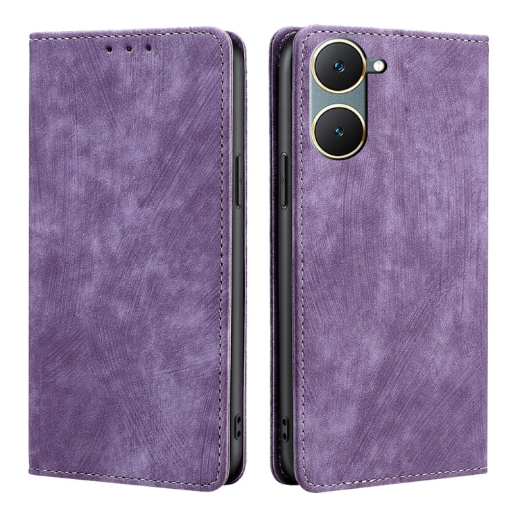 RFID Anti-theft Brush Magnetic Leather Phone Case, For vivo iQOO Z9 Turbo, For vivo Y03 4G, For vivo Y100 5G IDN, For vivo Y78T 5G / iQOO Z8x 5G
