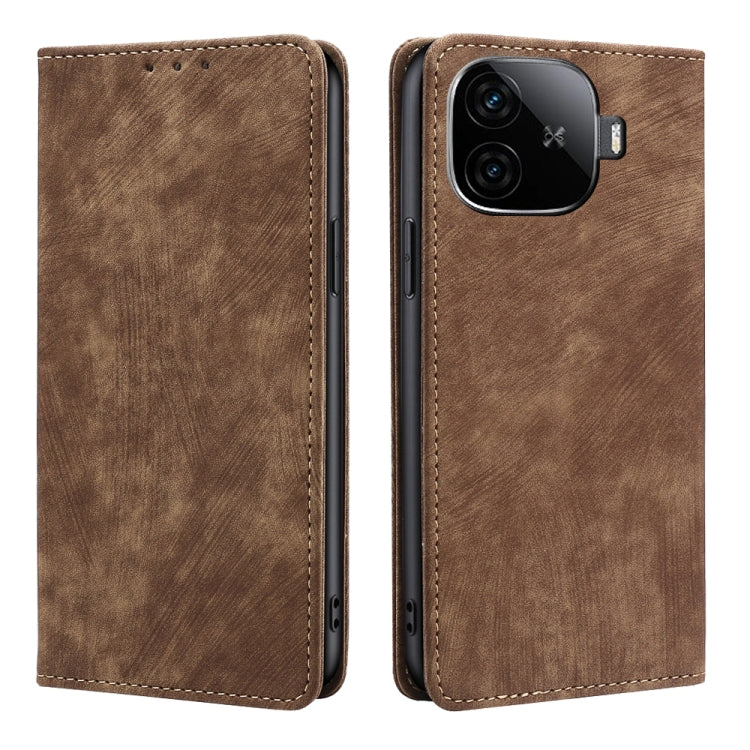 RFID Anti-theft Brush Magnetic Leather Phone Case, For vivo iQOO Z9 Turbo, For vivo Y03 4G, For vivo Y100 5G IDN, For vivo Y78T 5G / iQOO Z8x 5G
