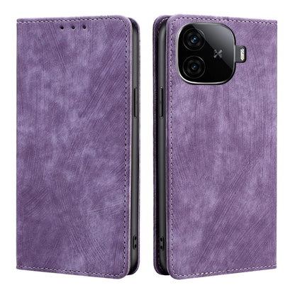 RFID Anti-theft Brush Magnetic Leather Phone Case, For vivo iQOO Z9 Turbo, For vivo Y03 4G, For vivo Y100 5G IDN, For vivo Y78T 5G / iQOO Z8x 5G