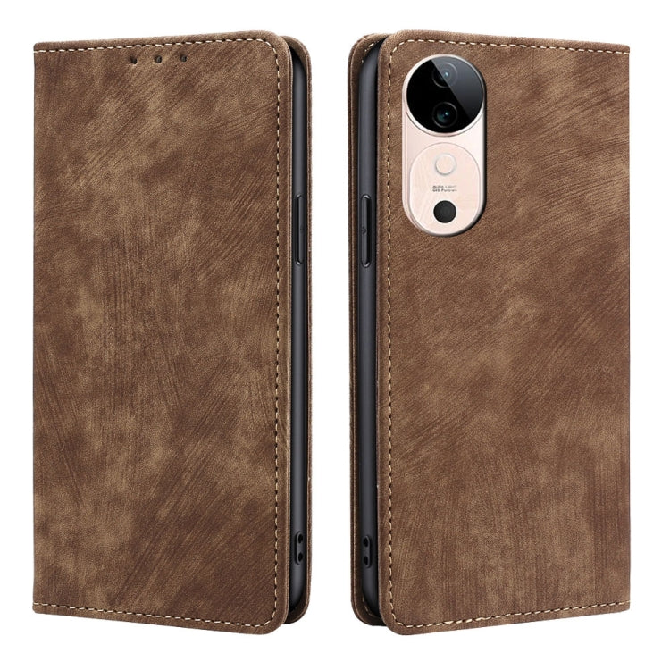 RFID Anti-theft Brush Magnetic Leather Phone Case, For vivo X200 Pro 5G, For vivo S19 Pro, For vivo S19, For vivo Y28 4G