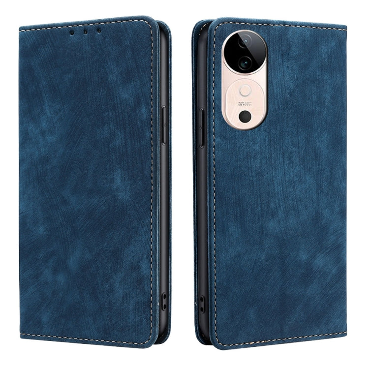 RFID Anti-theft Brush Magnetic Leather Phone Case, For vivo X200 Pro 5G, For vivo S19 Pro, For vivo S19, For vivo Y28 4G