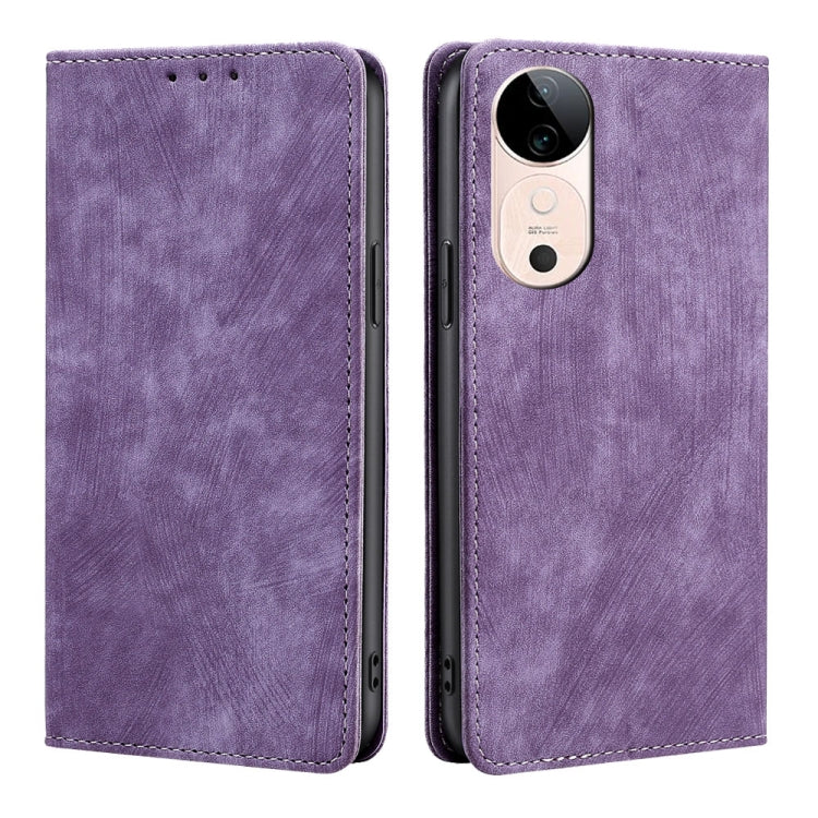 RFID Anti-theft Brush Magnetic Leather Phone Case, For vivo X200 Pro 5G, For vivo S19 Pro, For vivo S19, For vivo Y28 4G