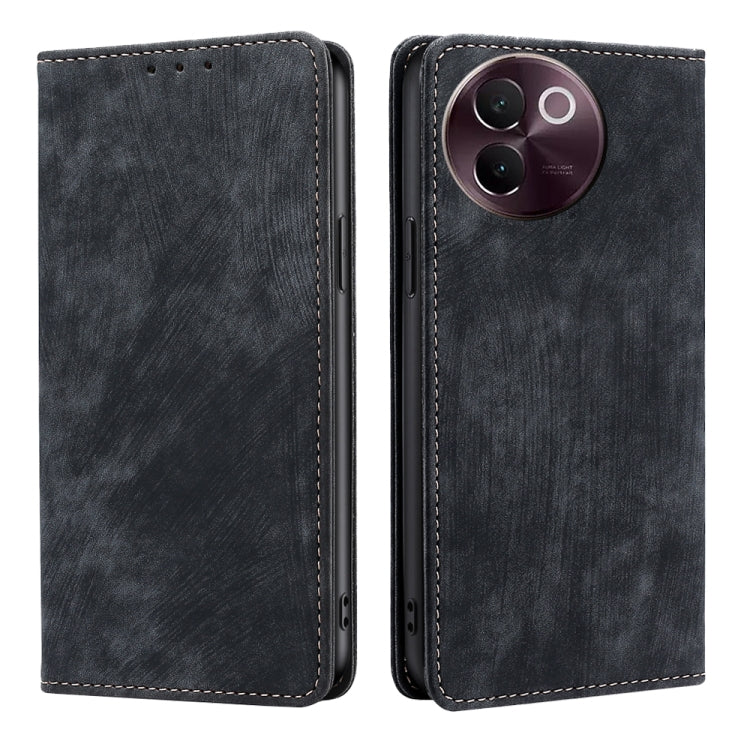 RFID Anti-theft Brush Magnetic Leather Phone Case, For vivo X100s, For vivo Y38 5G / T3x Global, For vivo V30e 5G Global, For vivo iQOO Z9x 5G