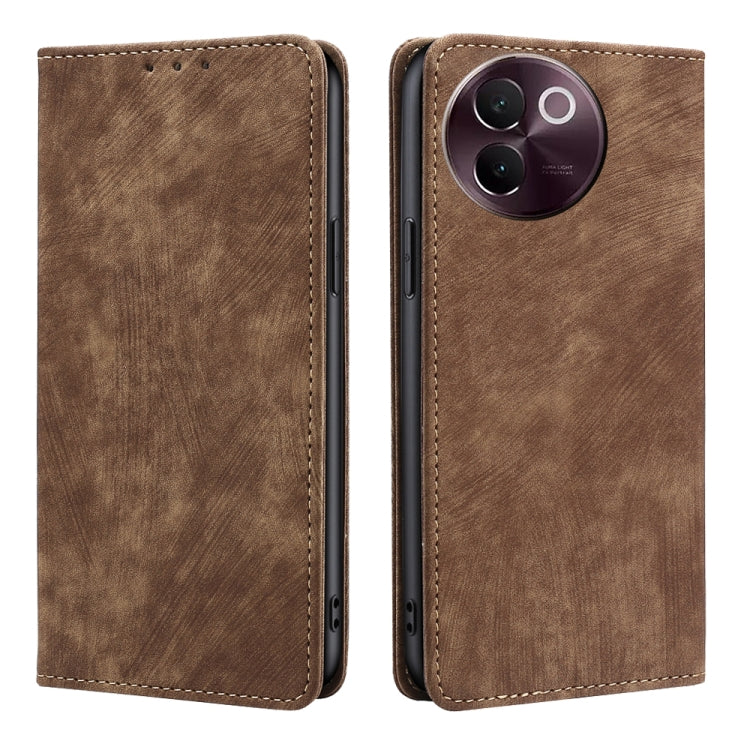 RFID Anti-theft Brush Magnetic Leather Phone Case, For vivo X100s, For vivo Y38 5G / T3x Global, For vivo V30e 5G Global, For vivo iQOO Z9x 5G