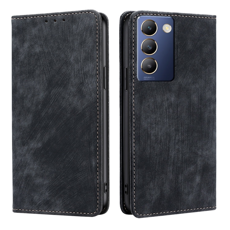 RFID Anti-theft Brush Magnetic Leather Phone Case, For vivo iQOO Z9 Turbo, For vivo Y03 4G, For vivo Y100 5G IDN, For vivo Y78T 5G / iQOO Z8x 5G