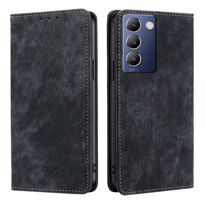 RFID Anti-theft Brush Magnetic Leather Phone Case, For vivo iQOO Z9 Turbo, For vivo Y03 4G, For vivo Y100 5G IDN, For vivo Y78T 5G / iQOO Z8x 5G