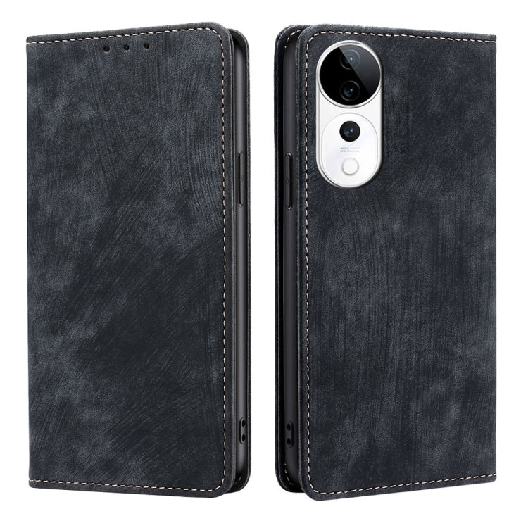 RFID Anti-theft Brush Magnetic Leather Phone Case, For vivo X200 Pro 5G, For vivo S19 Pro, For vivo S19, For vivo Y28 4G