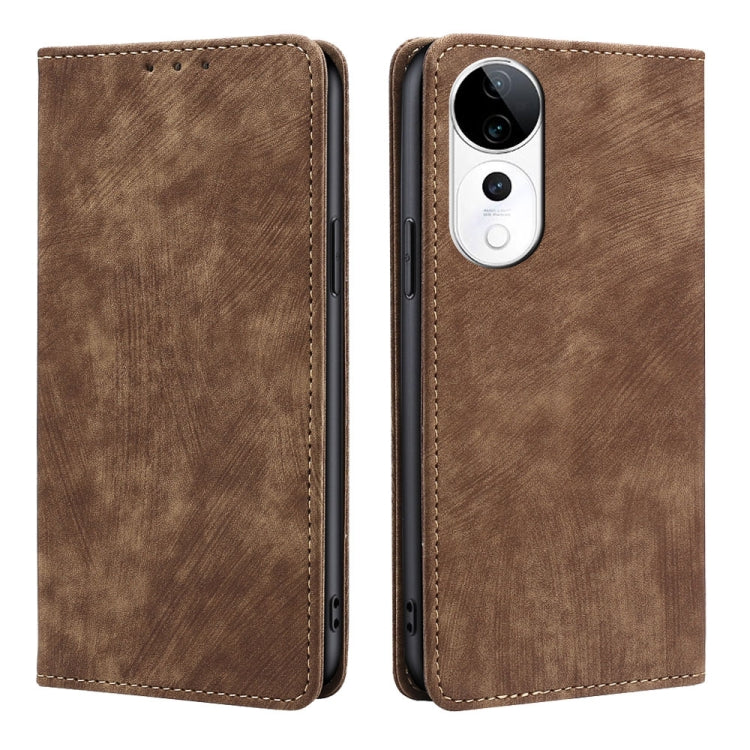 RFID Anti-theft Brush Magnetic Leather Phone Case, For vivo X200 Pro 5G, For vivo S19 Pro, For vivo S19, For vivo Y28 4G
