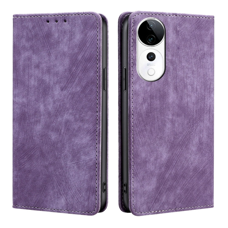 RFID Anti-theft Brush Magnetic Leather Phone Case, For vivo X200 Pro 5G, For vivo S19 Pro, For vivo S19, For vivo Y28 4G
