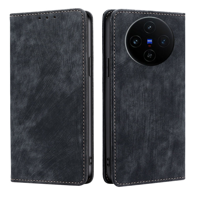 RFID Anti-theft Brush Magnetic Leather Phone Case, For vivo X100s, For vivo Y38 5G / T3x Global, For vivo V30e 5G Global, For vivo iQOO Z9x 5G