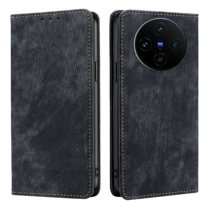 RFID Anti-theft Brush Magnetic Leather Phone Case, For vivo X100s, For vivo Y38 5G / T3x Global, For vivo V30e 5G Global, For vivo iQOO Z9x 5G
