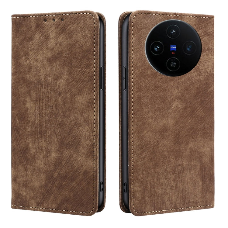 RFID Anti-theft Brush Magnetic Leather Phone Case, For vivo X100s, For vivo Y38 5G / T3x Global, For vivo V30e 5G Global, For vivo iQOO Z9x 5G