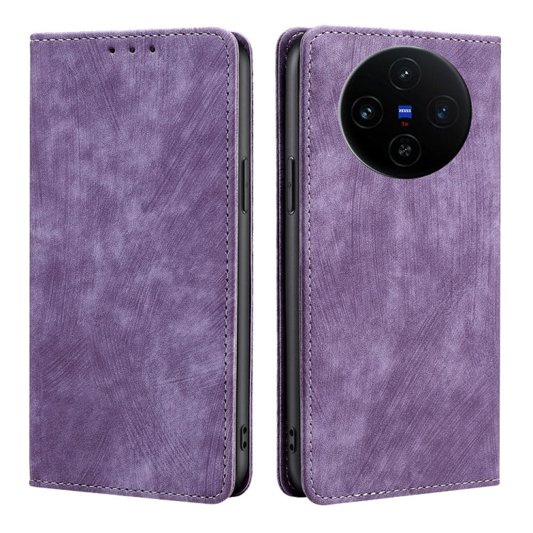 RFID Anti-theft Brush Magnetic Leather Phone Case, For vivo X100s, For vivo Y38 5G / T3x Global, For vivo V30e 5G Global, For vivo iQOO Z9x 5G