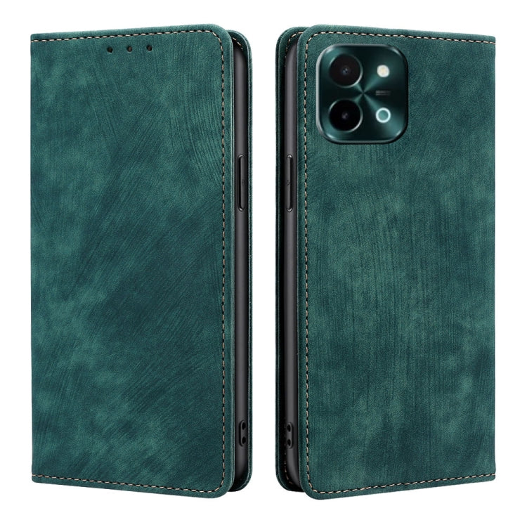 RFID Anti-theft Brush Magnetic Leather Phone Case, For vivo X200 Pro 5G, For vivo S19 Pro, For vivo S19, For vivo Y28 4G