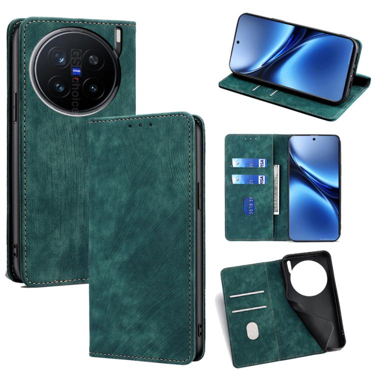 RFID Anti-theft Brush Magnetic Leather Phone Case, For vivo X200 Pro 5G, For vivo S19 Pro, For vivo S19, For vivo Y28 4G