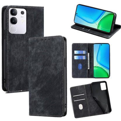 RFID Anti-theft Brush Magnetic Leather Phone Case, For vivo V50 Lite 5G, For vivo Y29s 5G / Y04 4G, For vivo Y29 4G Global, For vivo V50 5G