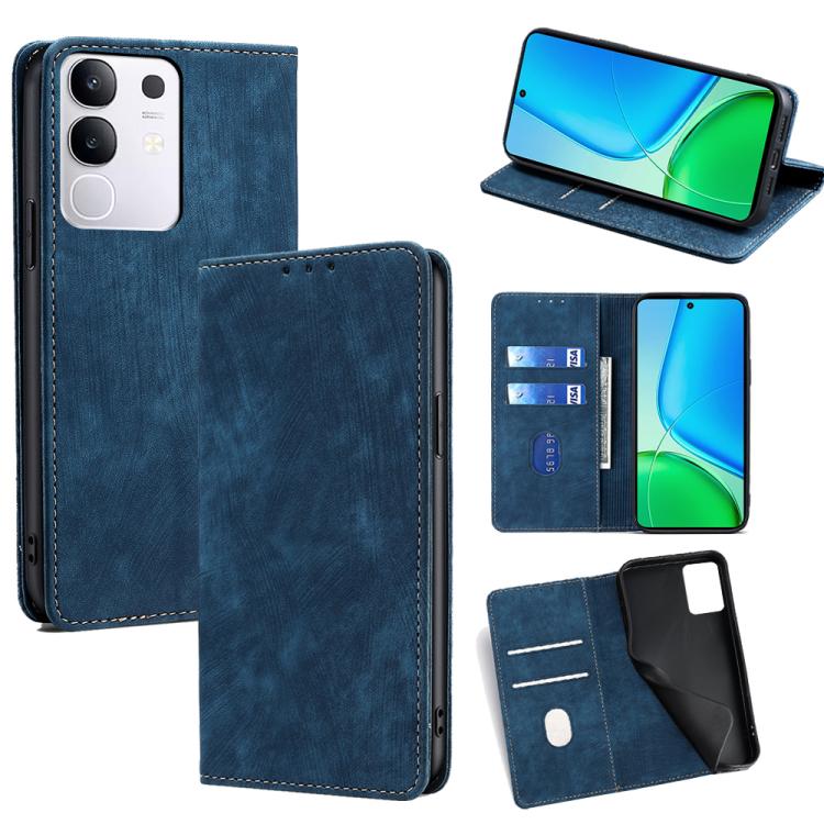 RFID Anti-theft Brush Magnetic Leather Phone Case, For vivo V50 Lite 5G, For vivo Y29s 5G / Y04 4G, For vivo Y29 4G Global, For vivo V50 5G