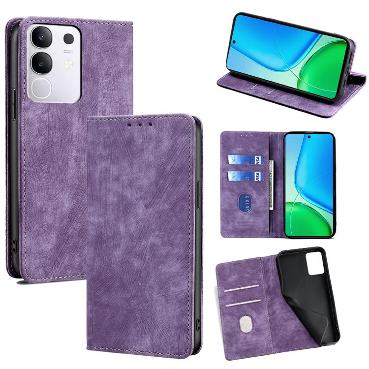 RFID Anti-theft Brush Magnetic Leather Phone Case, For vivo V50 Lite 5G, For vivo Y29s 5G / Y04 4G, For vivo Y29 4G Global, For vivo V50 5G