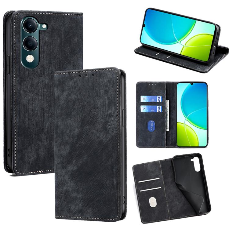 RFID Anti-theft Brush Magnetic Leather Phone Case, For vivo V50 Lite 5G, For vivo Y29s 5G / Y04 4G, For vivo Y29 4G Global, For vivo V50 5G