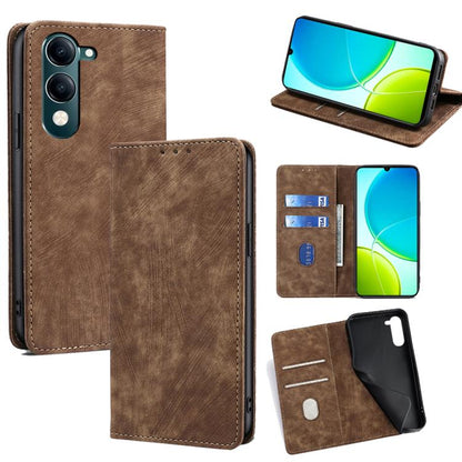 RFID Anti-theft Brush Magnetic Leather Phone Case, For vivo V50 Lite 5G, For vivo Y29s 5G / Y04 4G, For vivo Y29 4G Global, For vivo V50 5G
