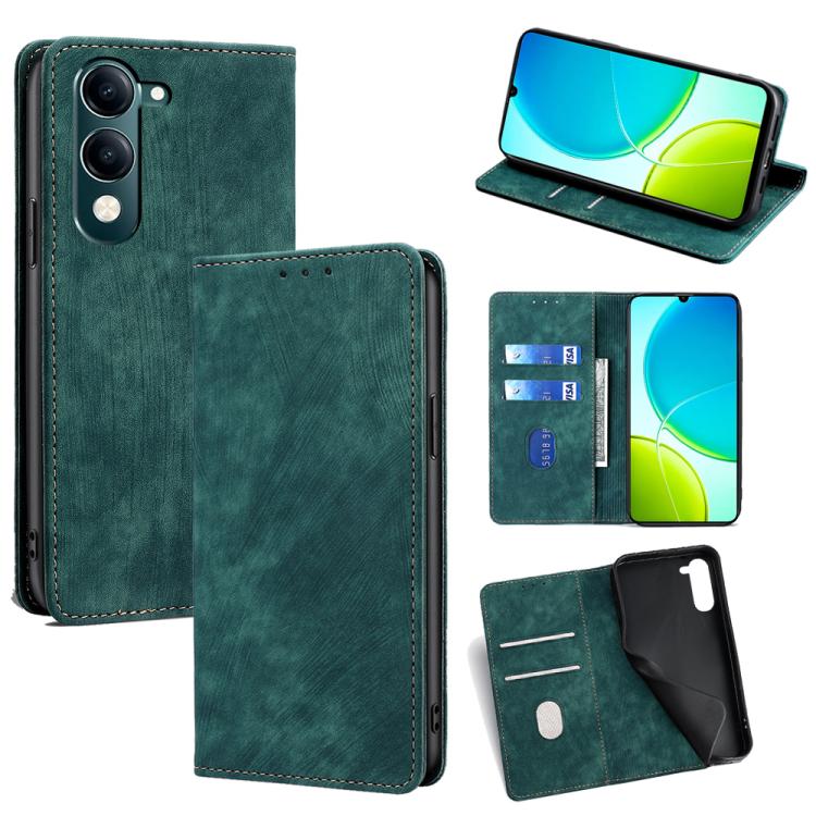 RFID Anti-theft Brush Magnetic Leather Phone Case, For vivo V50 Lite 5G, For vivo Y29s 5G / Y04 4G, For vivo Y29 4G Global, For vivo V50 5G